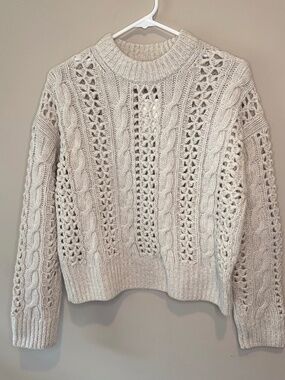 Madewell Extra Small Women’s Oat Marled Cable-Knit Sweater